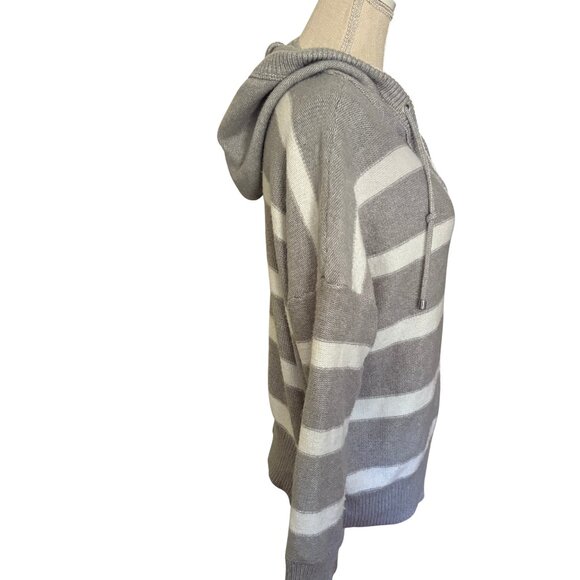 Joie Gray White Stripe Hoodie Sweater Women’s Small - Picture 4 of 7